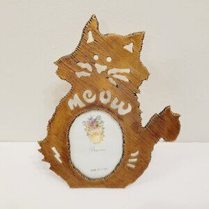 Meow Kitty Cat Kitten Copper Metal Design Free Standing Photo Picture Frame